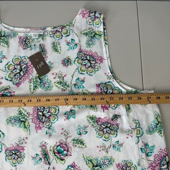 J Jill Floral Sleeveless Top 4X White Teal Lightweight Summer - Picture 5 of 9